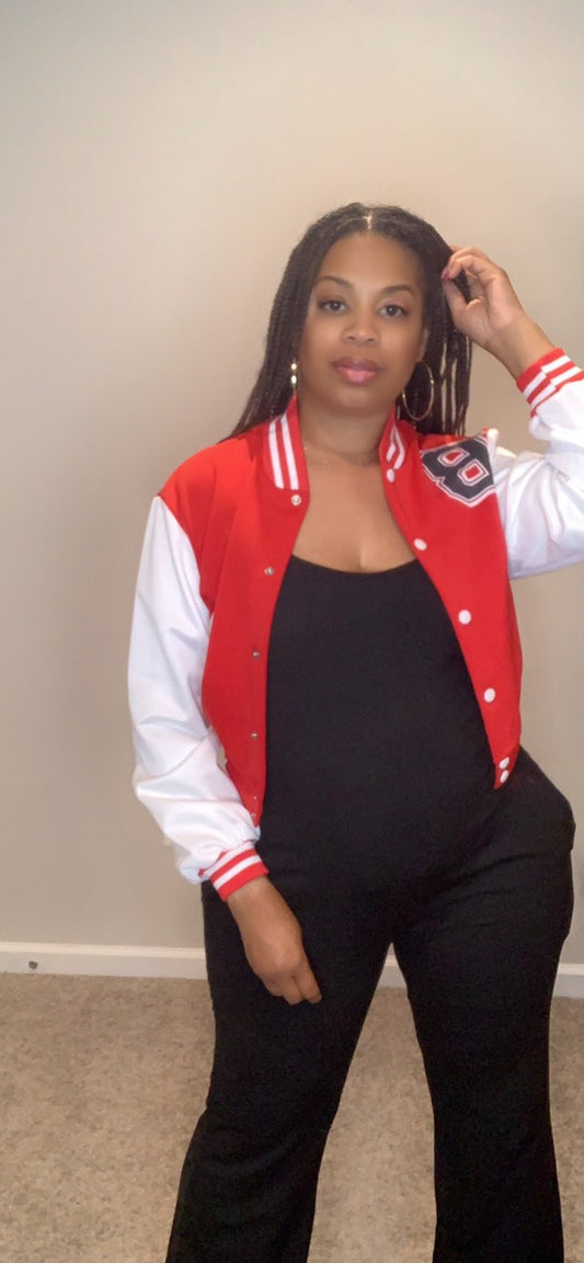 The Baddie Letterman Jacket (Red)