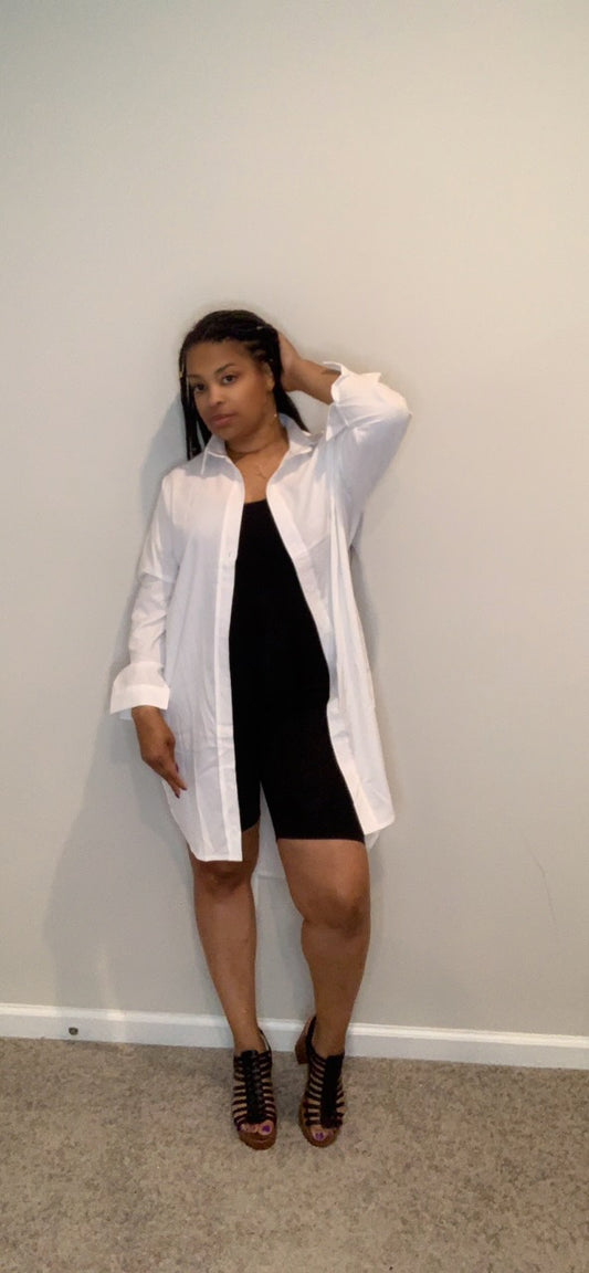 The Kelsey Shirt Dress (White)