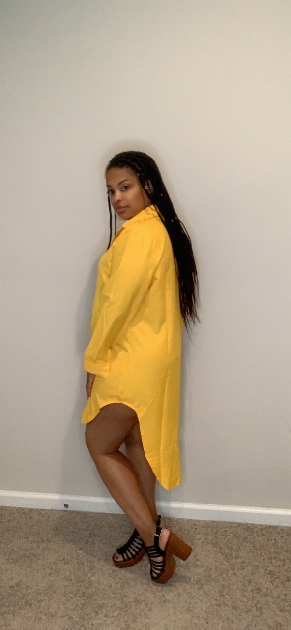 The Kelsey Shirt Dress (Yellow)