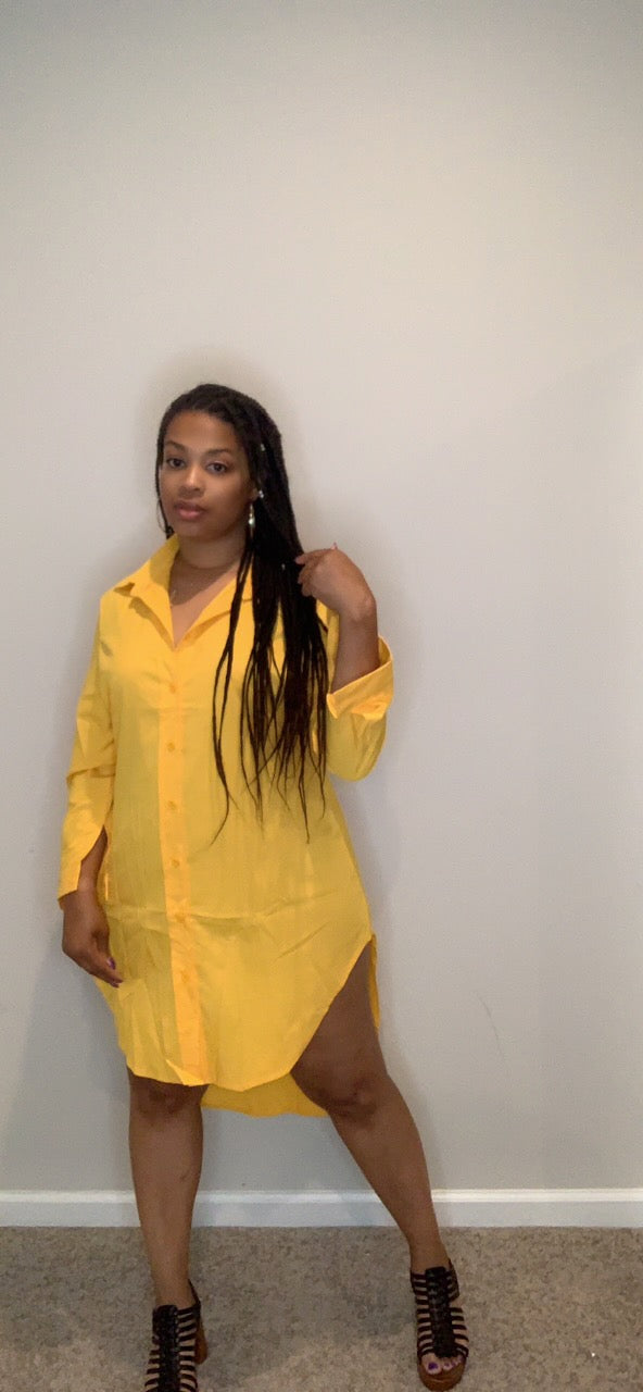 The Kelsey Shirt Dress (Yellow)