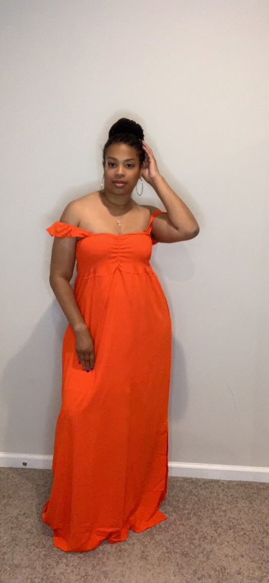 The Zoe Maxi Dress (Orange Red)