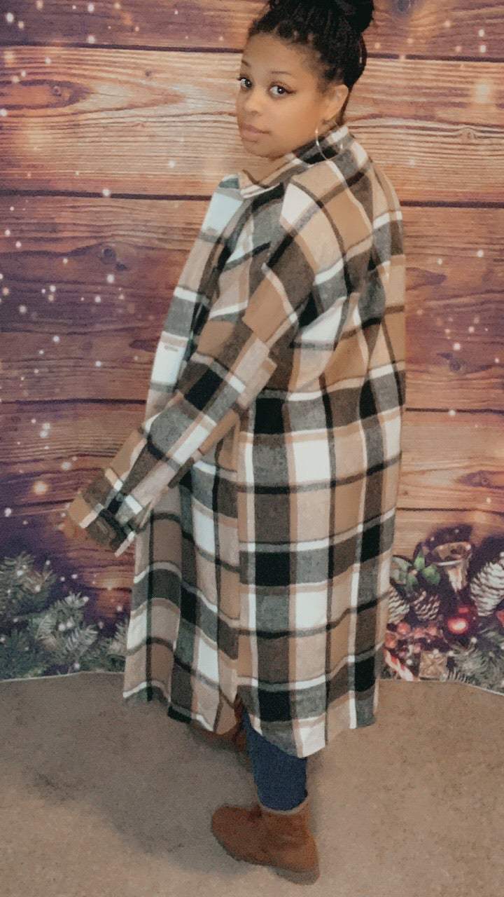 The Plaid Me Down Coat - Brown