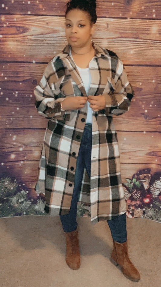 The Plaid Me Down Coat - Brown