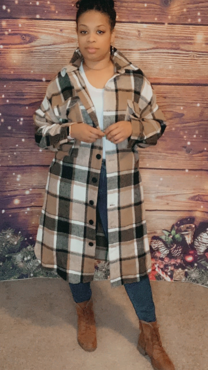 The Plaid Me Down Coat - Brown