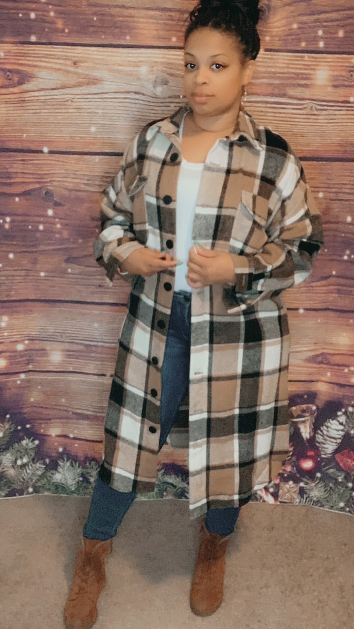 The Plaid Me Down Coat - Brown